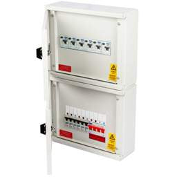 EV Charger Proteus EV 2 Way TP+N Populated Distribution Board with 100A Mains Incomer / RCDs - EV Charger Proteus EV 2 Way TP+N Populated Distribution Board with 100A Mains Incomer / RCDs