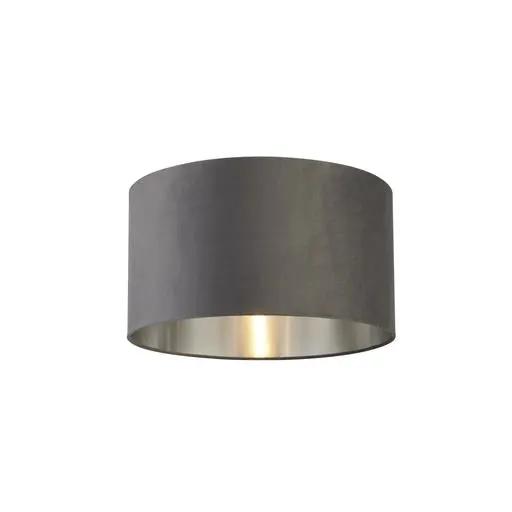 searchlight shades Lux & Belle Drum Shade- Dark Grey Velvet & Silver Inner ⌀50 - searchlight shades Lux & Belle Drum Shade- Dark Grey Velvet & Silver Inner ⌀50