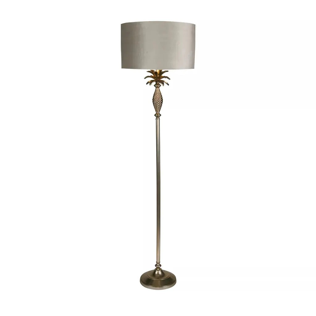 Searchlight Table Lamps Lux & Belle Pineapple Floor Lamp Satin Silver & Grey Shade - Floor Lamps Searchlight Table Lamps Lux & Belle Pineapple Floor Lamp Satin Silver & Grey Shade Floor Lamps