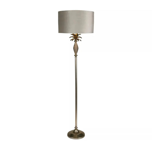 Searchlight Table Lamps Lux & Belle Pineapple Floor Lamp Satin Silver & Grey Shade - Floor Lamps Searchlight Table Lamps Lux & Belle Pineapple Floor Lamp Satin Silver & Grey Shade Floor Lamps