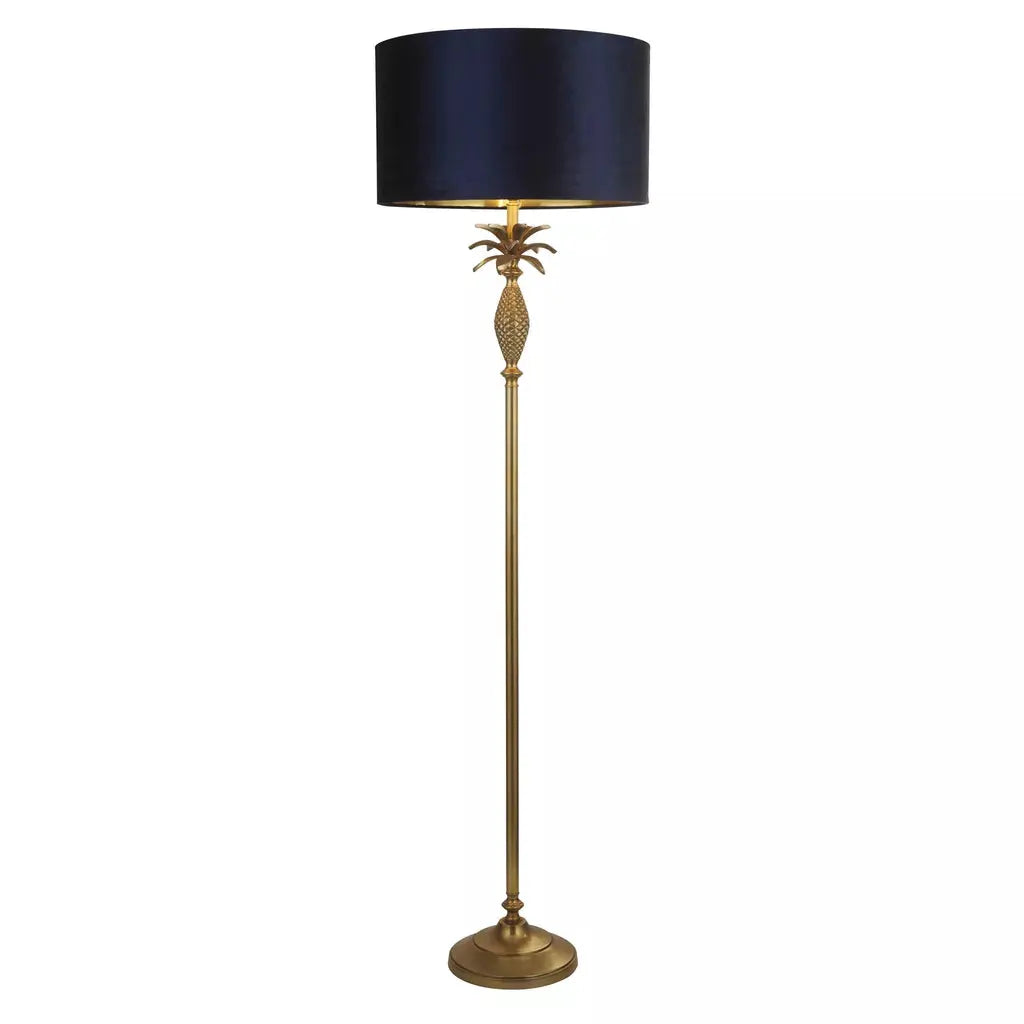 Searchlight Table Lamps Lux & Belle Pineapple Floor Lamp Antique Brass & Navy Shade - Floor Lamps Searchlight Table Lamps Lux & Belle Pineapple Floor Lamp Antique Brass & Navy Shade Floor Lamps