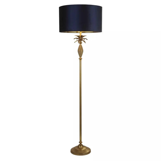 Searchlight Table Lamps Lux & Belle Pineapple Floor Lamp Antique Brass & Navy Shade - Floor Lamps Searchlight Table Lamps Lux & Belle Pineapple Floor Lamp Antique Brass & Navy Shade Floor Lamps