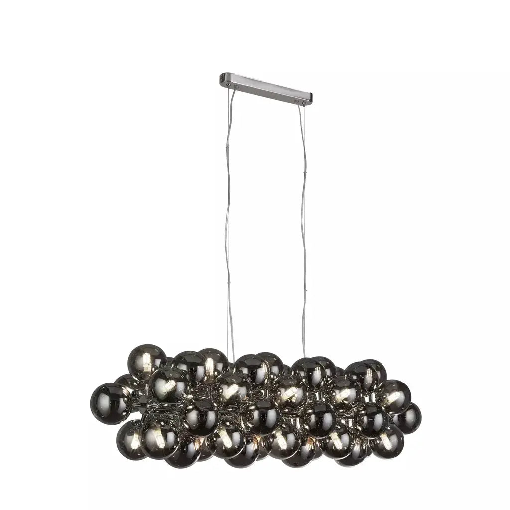 Searchlight Pendant Lights Berry 25Lt Bar Pendant - Chrome Metal & Smoked Glass - Searchlight Pendant Lights Berry 25Lt Bar Pendant - Chrome Metal & Smoked Glass