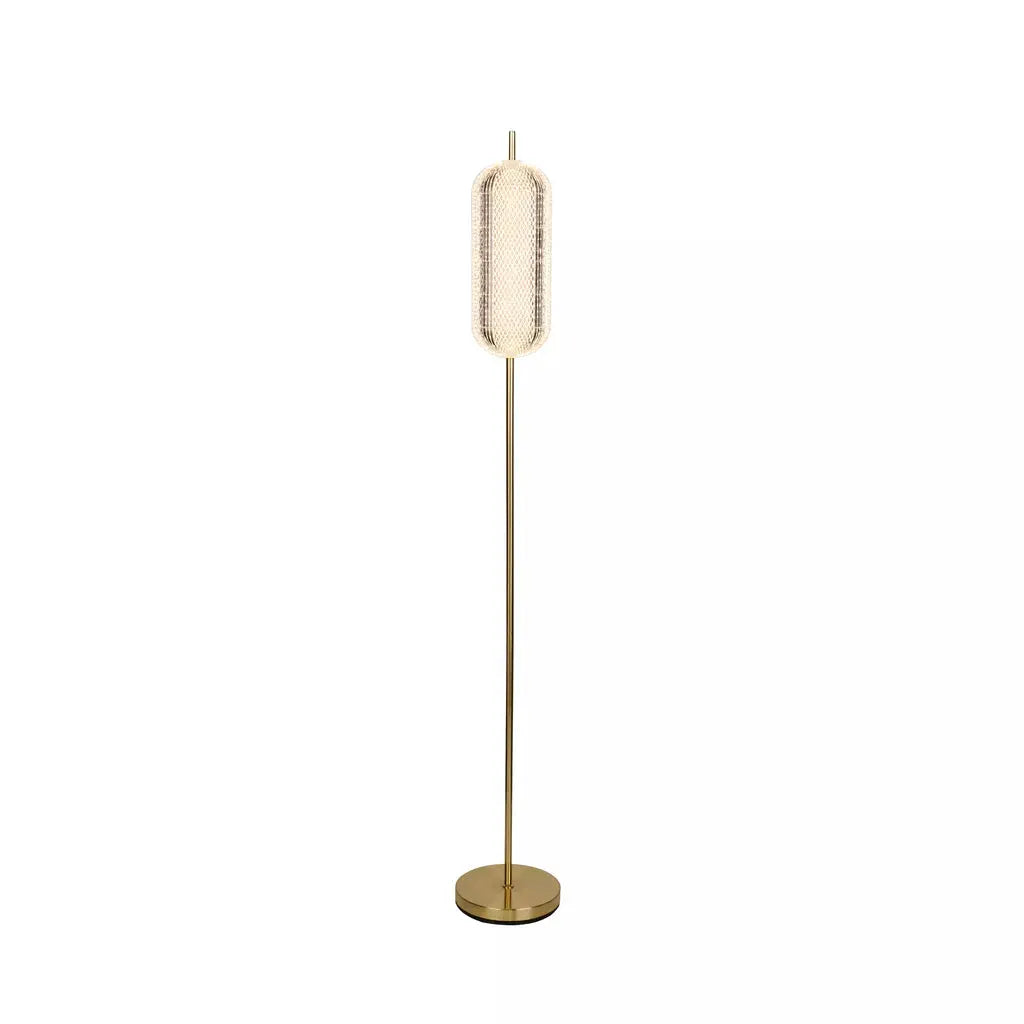 Searchlight Table Lamps Capsule LED Floor Lamp, Satin Brass Metal and Acrylic Shade - Floor Lamps Searchlight Table Lamps Capsule LED Floor Lamp, Satin Brass Metal and Acrylic Shade Floor Lamps