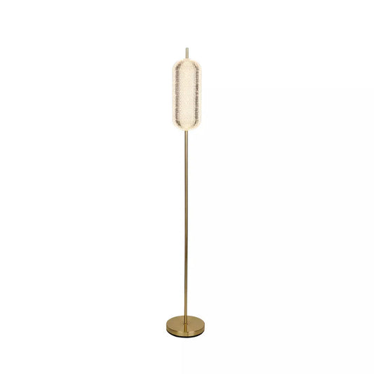 Searchlight Table Lamps Capsule LED Floor Lamp, Satin Brass Metal and Acrylic Shade - Floor Lamps Searchlight Table Lamps Capsule LED Floor Lamp, Satin Brass Metal and Acrylic Shade Floor Lamps
