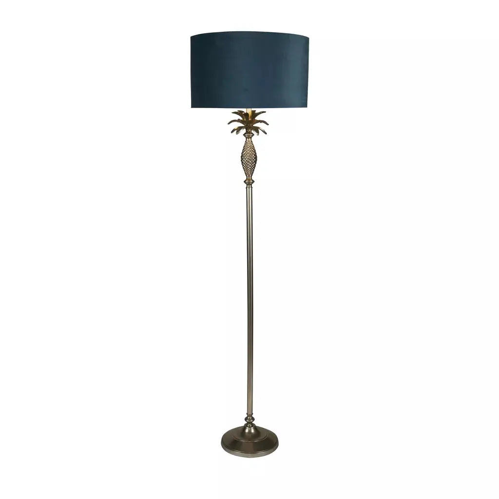 Searchlight Table Lamps Lux & Belle Pineapple Floor Lamp Satin Silver & Teal Shade - Floor Lamps Searchlight Table Lamps Lux & Belle Pineapple Floor Lamp Satin Silver & Teal Shade Floor Lamps