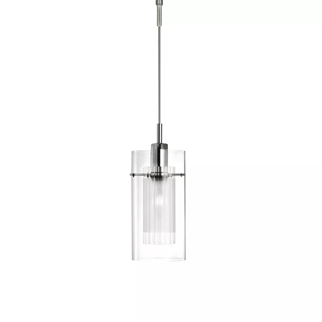 Searchlight Pendant Lights Duo I Pendant - Chrome & Double Glass - Searchlight Pendant Lights Duo I Pendant - Chrome & Double Glass
