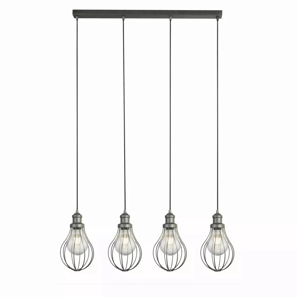 Searchlight Pendant Lights Balloon 4Lt Bar Pendant - Pewter Metal - Searchlight Pendant Lights Balloon 4Lt Bar Pendant - Pewter Metal