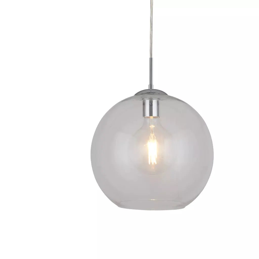 Searchlight Pendant Lights Balls Pendant - Chrome Metal & Clear Glass - Searchlight Pendant Lights Balls Pendant - Chrome Metal & Clear Glass