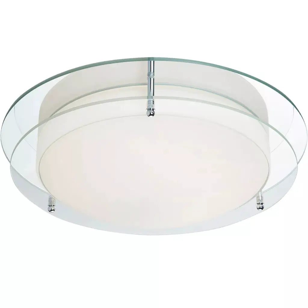 Searchlight Limerick Flush - Chrome, Mirror, Opal Glass, IP44 - Ceiling Lights Searchlight Limerick Flush - Chrome, Mirror, Opal Glass, IP44 Ceiling Lights