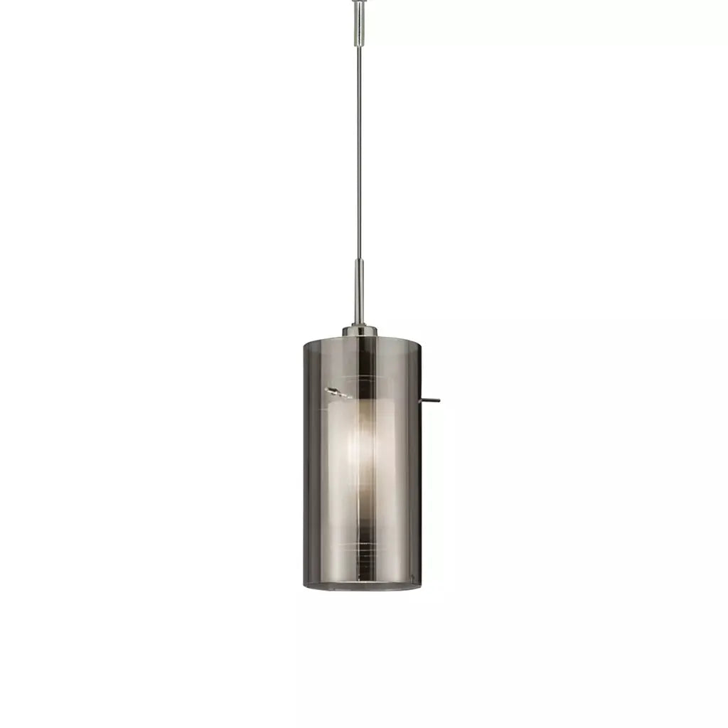 Searchlight Pendant Lights Duo II Pendant - Satin Silver & Smoked Glass - Searchlight Pendant Lights Duo II Pendant - Satin Silver & Smoked Glass