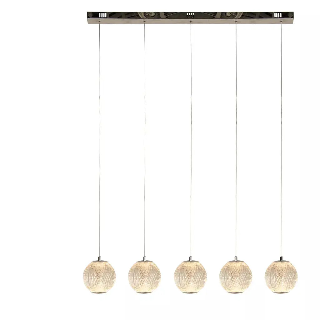 Searchlight Pendant Lights Allure 5Lt Bar Pendant - Chrome Metal & Clear Acrylic - Searchlight Pendant Lights Allure 5Lt Bar Pendant - Chrome Metal & Clear Acrylic