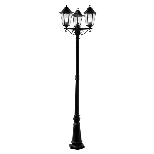 Searchlight Outdoor Bollards Alex 220cm 3Lt Outdoor Post - Silk Black Metal & Glass, IP44 - Searchlight Outdoor Bollards Alex 220cm 3Lt Outdoor Post - Silk Black Metal & Glass, IP44