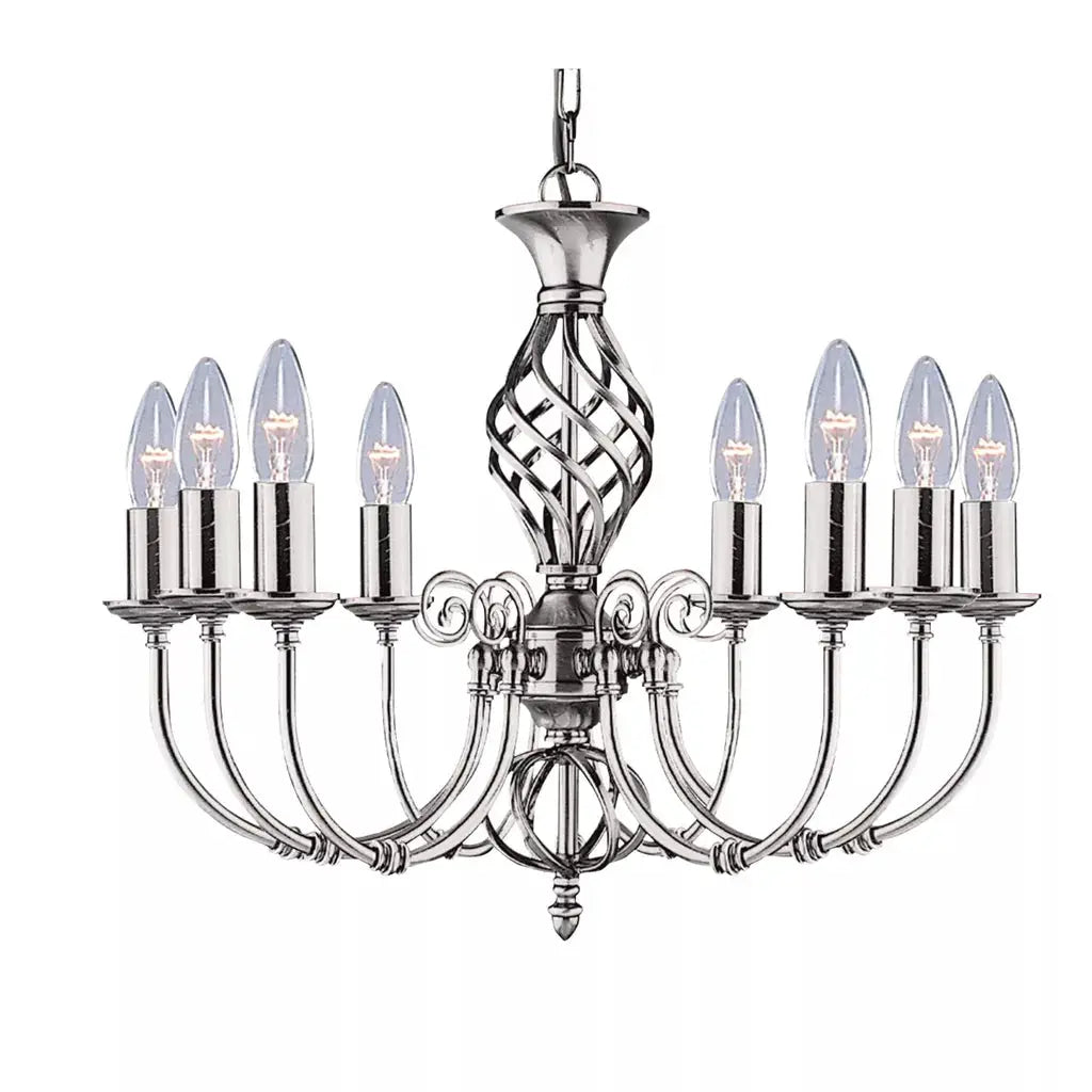 Searchlight Pendant Lights Zanzibar 8Lt Pendant - Satin Silver Metal - Searchlight Pendant Lights Zanzibar 8Lt Pendant - Satin Silver Metal