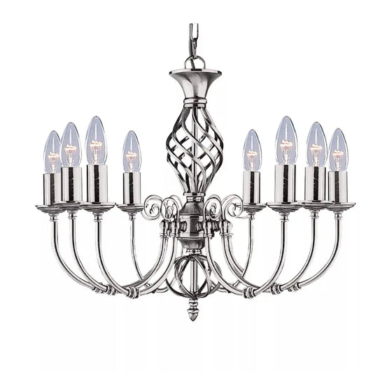 Searchlight Pendant Lights Zanzibar 8Lt Pendant - Satin Silver Metal - Searchlight Pendant Lights Zanzibar 8Lt Pendant - Satin Silver Metal