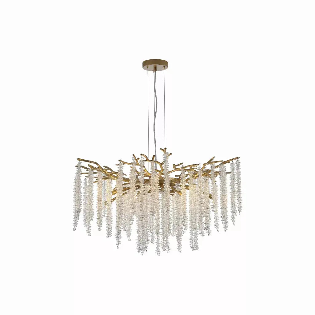 Searchlight Pendant Lights 10LT Pendant-Matt Gold Metal & Clear Crystal - Searchlight Pendant Lights 10LT Pendant-Matt Gold Metal & Clear Crystal