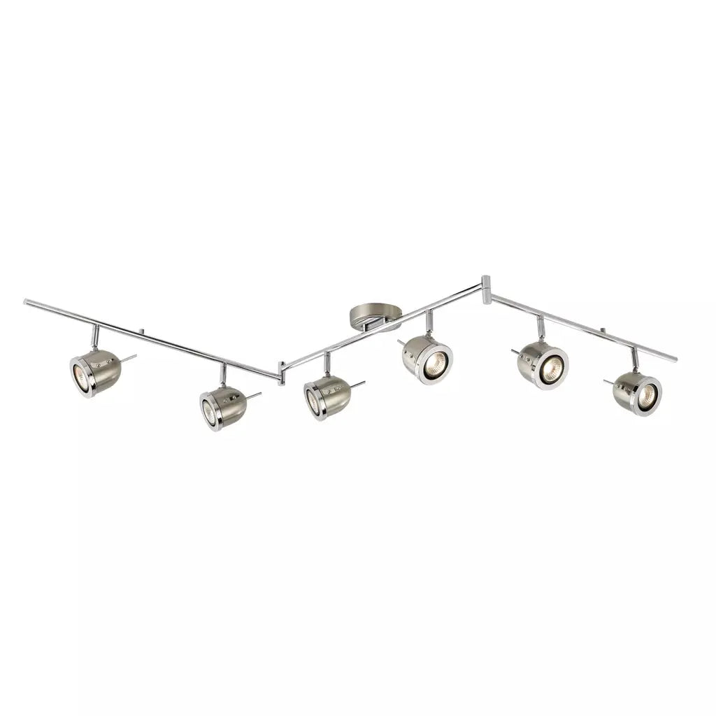 searchlight spots Palmer 6Lt Split Bar Spotlight -Satin Silver & Chrome - searchlight spots Palmer 6Lt Split Bar Spotlight -Satin Silver & Chrome