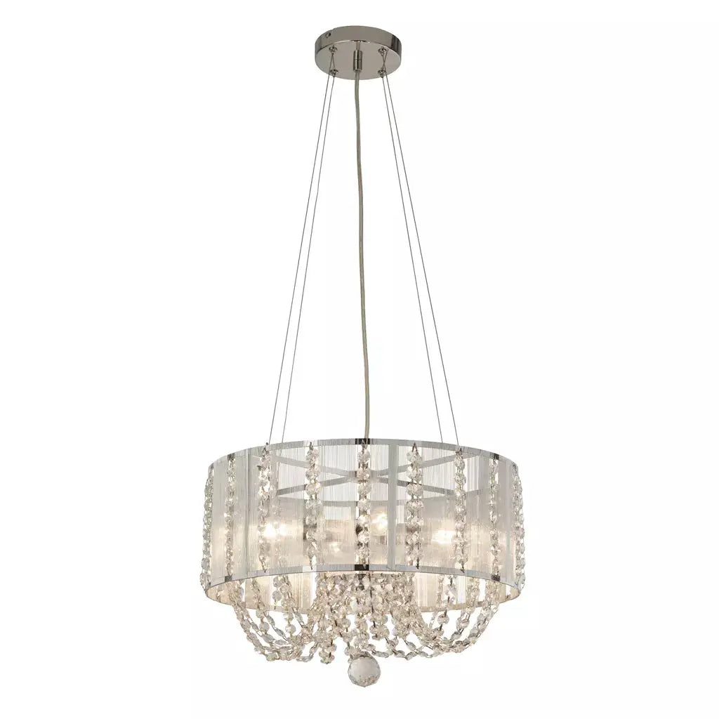 Searchlight Pendant Lights 4Lt Ceiling Pendant Light with Fabric Wrap Shade - Searchlight Pendant Lights 4Lt Ceiling Pendant Light with Fabric Wrap Shade