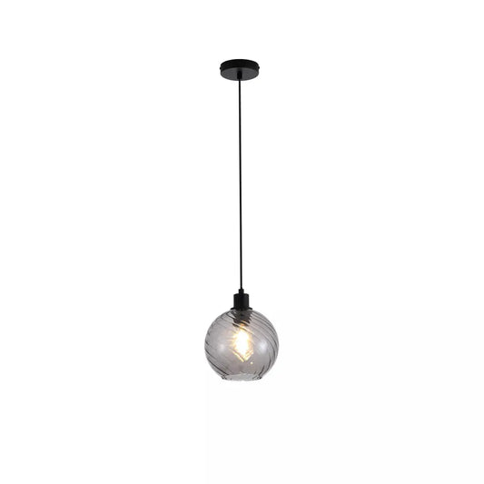 Searchlight Pendant Lights Radiance 1Lt Pendant, Black Metal and Smoked Glass - Searchlight Pendant Lights Radiance 1Lt Pendant, Black Metal and Smoked Glass