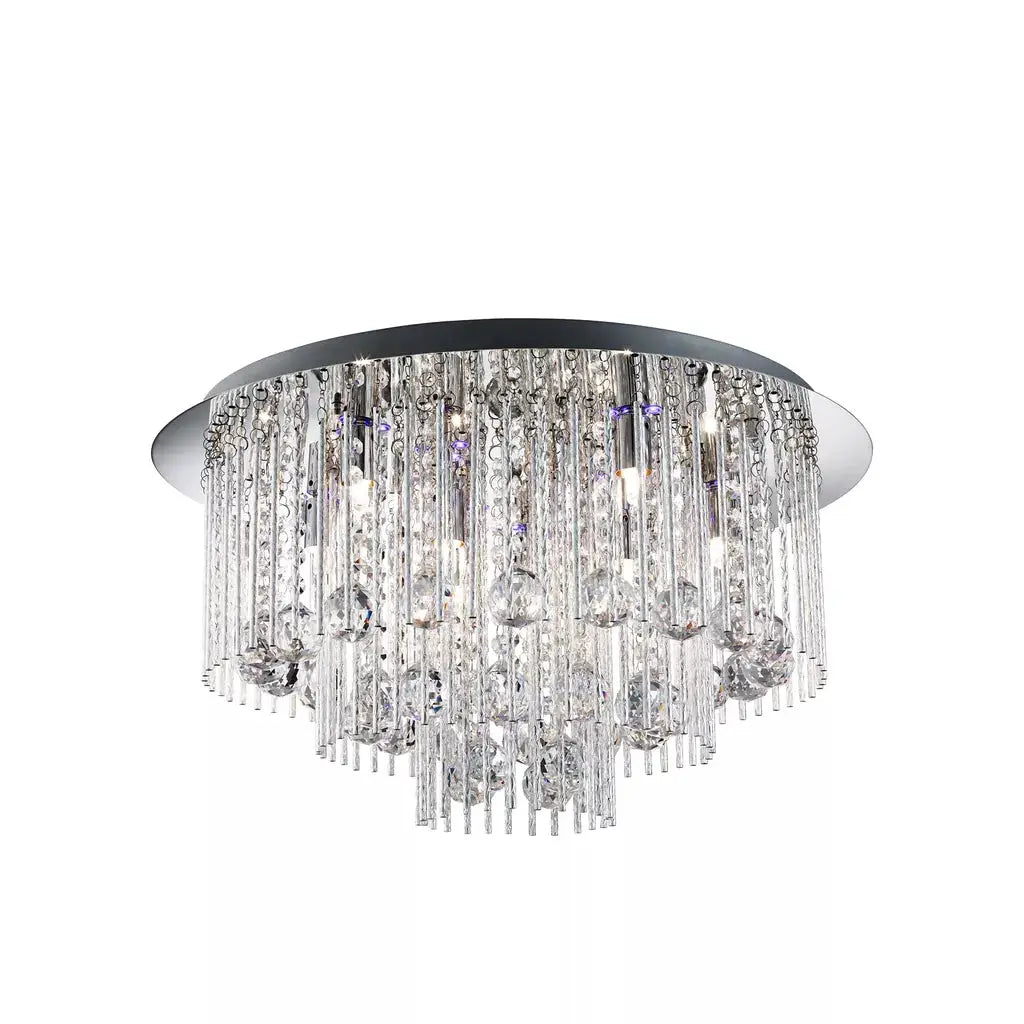 Searchlight Beatrix 8Lt Flush - Chrome Metal & Crystal - Ceiling Lights Searchlight Beatrix 8Lt Flush - Chrome Metal & Crystal Ceiling Lights
