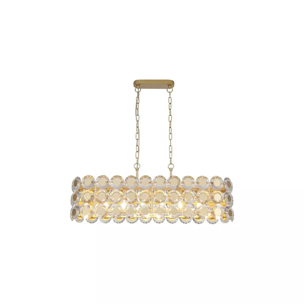Searchlight Pendant Lights 8Lt Oval Pendant Gold Metal & Clear Crystal - Searchlight Pendant Lights 8Lt Oval Pendant Gold Metal & Clear Crystal