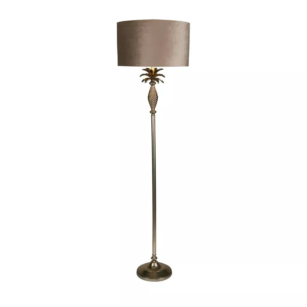 Searchlight Table Lamps Lux & Belle Pineapple Floor Lamp Satin Silver & Taupe Shade - Floor Lamps Searchlight Table Lamps Lux & Belle Pineapple Floor Lamp Satin Silver & Taupe Shade Floor Lamps