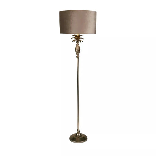 Searchlight Table Lamps Lux & Belle Pineapple Floor Lamp Satin Silver & Taupe Shade - Floor Lamps Searchlight Table Lamps Lux & Belle Pineapple Floor Lamp Satin Silver & Taupe Shade Floor Lamps