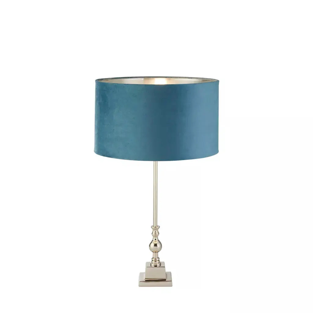 searchlight table lamps Whitby Table Lamp - Chrome Metal & Teal Velvet Shade - searchlight table lamps Whitby Table Lamp - Chrome Metal & Teal Velvet Shade