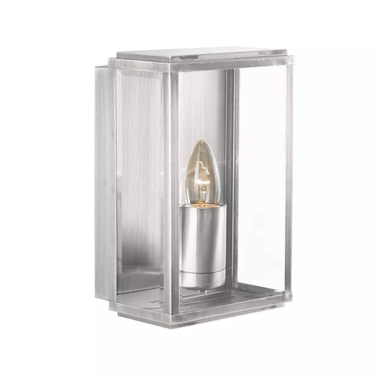 outdoor walllights Box Outdoor Wall Light - Satin Silver Metal & Glass - outdoor walllights Box Outdoor Wall Light - Satin Silver Metal & Glass
