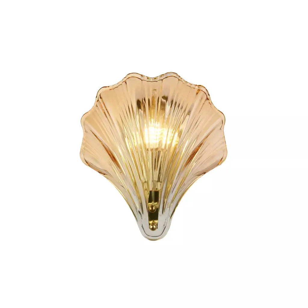 searchlight wall lights Shell 1Lt Wall Light, Satin Brass Metal & Amber Glass IP44 - searchlight wall lights Shell 1Lt Wall Light, Satin Brass Metal & Amber Glass IP44