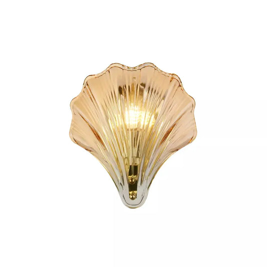 searchlight wall lights Shell 1Lt Wall Light, Satin Brass Metal & Amber Glass IP44 - searchlight wall lights Shell 1Lt Wall Light, Satin Brass Metal & Amber Glass IP44