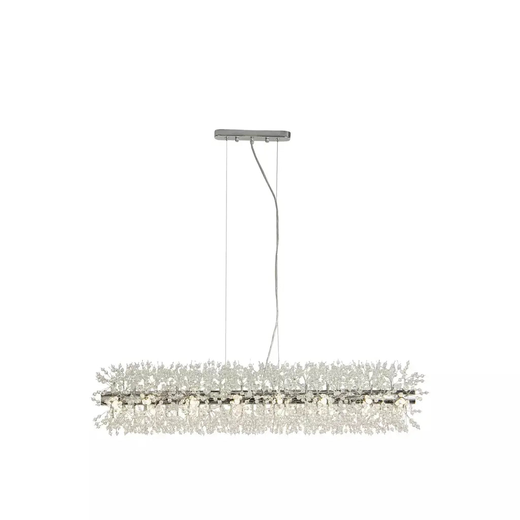Searchlight Pendant Lights Sunburst 16Lt Bar Pendant - Chrome Metal & Glass Beads - Searchlight Pendant Lights Sunburst 16Lt Bar Pendant - Chrome Metal & Glass Beads