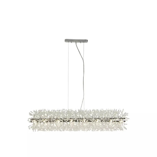 Searchlight Pendant Lights Sunburst 16Lt Bar Pendant - Chrome Metal & Glass Beads - Searchlight Pendant Lights Sunburst 16Lt Bar Pendant - Chrome Metal & Glass Beads