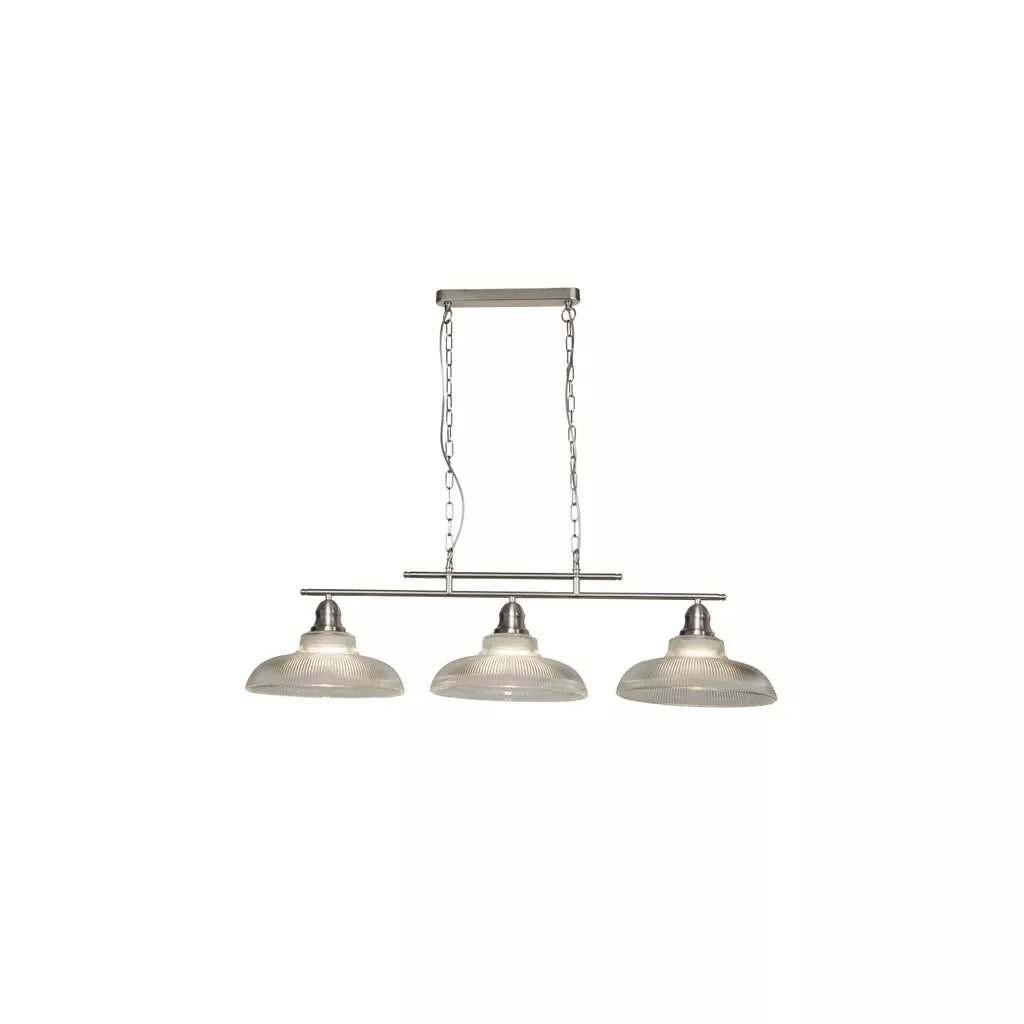 Searchlight Pendant Lights Bistro III 3Lt Bar Pendant - Satin Silver Metal - Searchlight Pendant Lights Bistro III 3Lt Bar Pendant - Satin Silver Metal