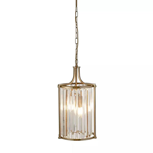 Searchlight Pendant Lights Victoria 2Lt Pendant - Antique Brass Metal & Clear Crystal - Searchlight Pendant Lights Victoria 2Lt Pendant - Antique Brass Metal & Clear Crystal