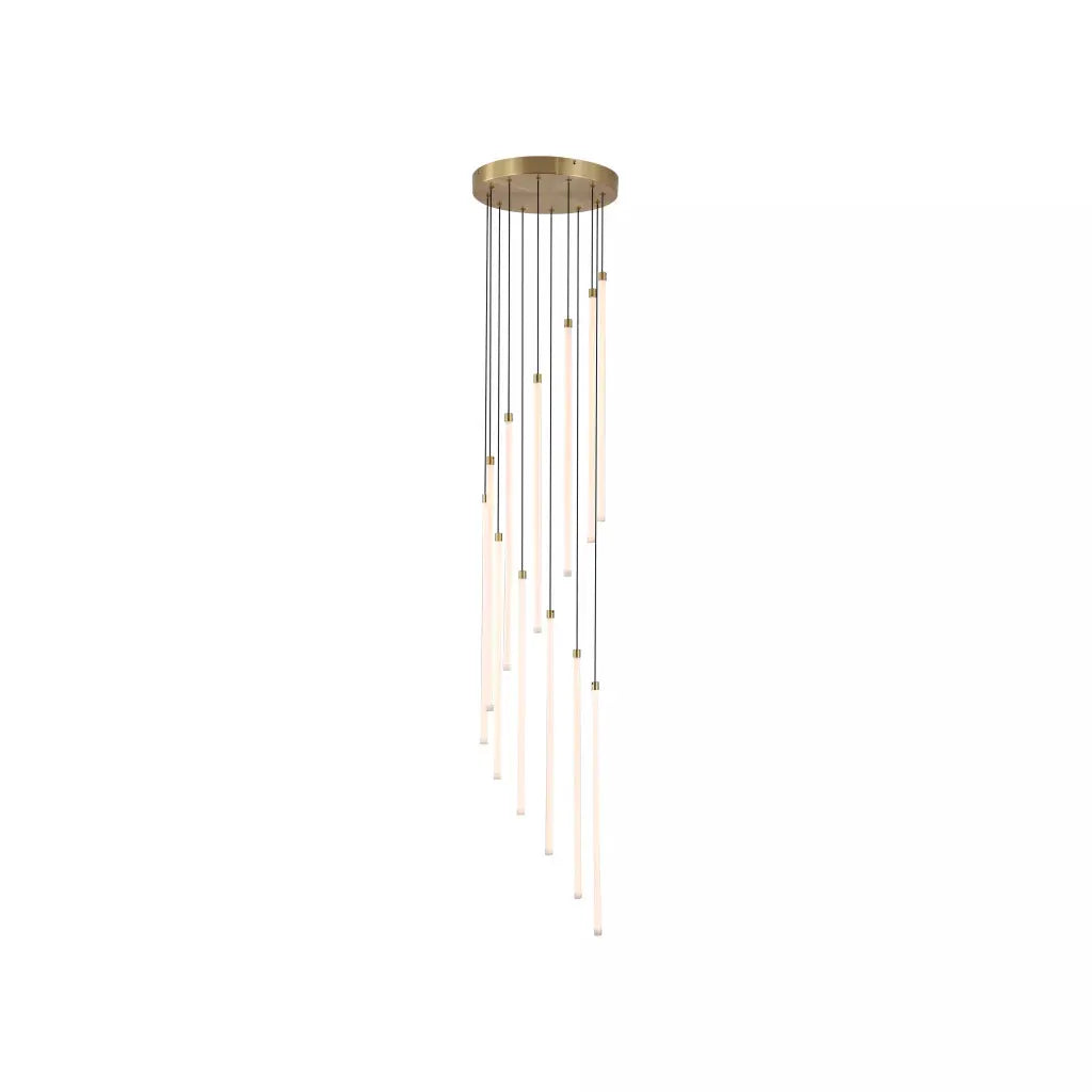 Searchlight Pendant Lights Flare LED 12Lt Stairwell Pendant, Satin Brass - Searchlight Pendant Lights Flare LED 12Lt Stairwell Pendant, Satin Brass