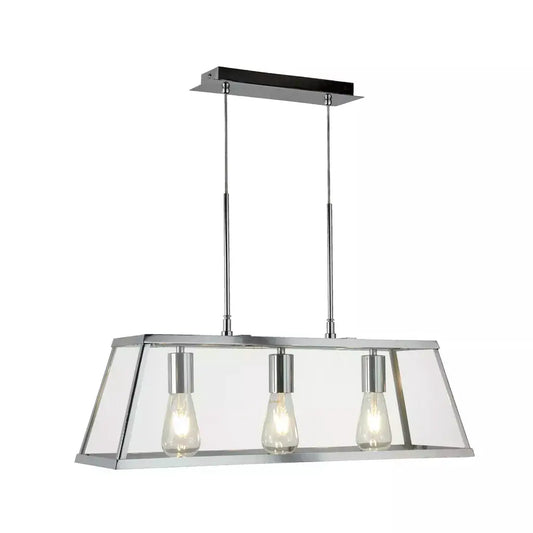 Searchlight Pendant Lights Voyager 3Lt Bar Pendant - Chrome Metal & Glass - Searchlight Pendant Lights Voyager 3Lt Bar Pendant - Chrome Metal & Glass