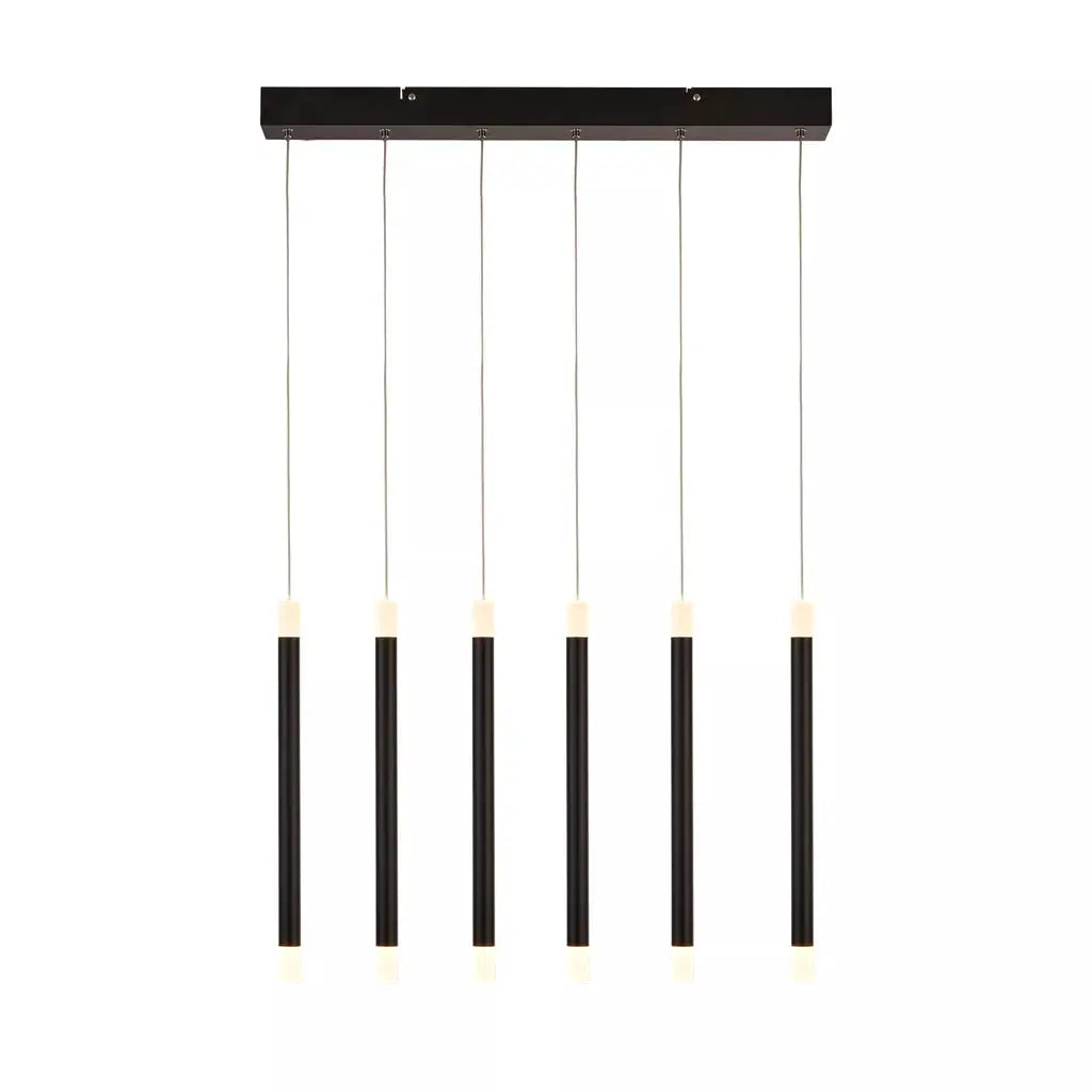 Searchlight Pendant Lights Wands 6Lt LED Bar Ceiling Pendant - Black Metal & Acrylic - Searchlight Pendant Lights Wands 6Lt LED Bar Ceiling Pendant - Black Metal & Acrylic
