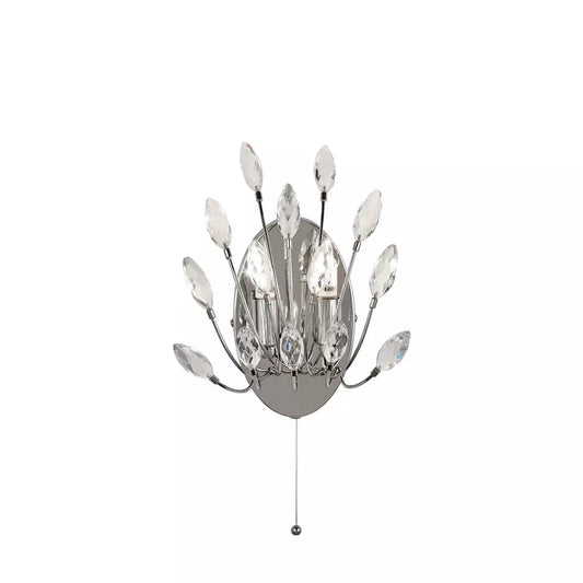 searchlight wall lights Peacock 2Lt Wall Light - Chrome Metal & Crystal - searchlight wall lights Peacock 2Lt Wall Light - Chrome Metal & Crystal
