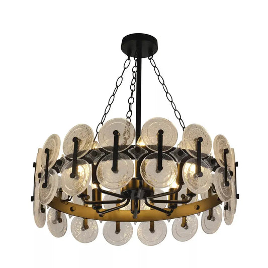 Searchlight Pendant Lights Lux & Belle 8LT Pendant-Black Metal & Clear Bubble Glass - Searchlight Pendant Lights Lux & Belle 8LT Pendant-Black Metal & Clear Bubble Glass