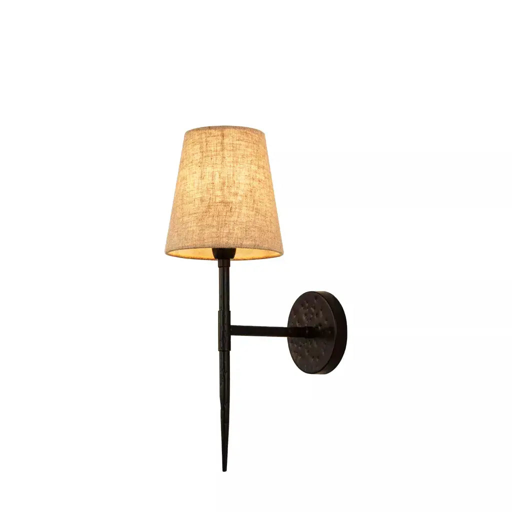 searchlight wall lights Gothic Wall Light - Hammered Black Metal & Natural Linen - searchlight wall lights Gothic Wall Light - Hammered Black Metal & Natural Linen