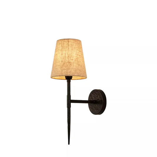 searchlight wall lights Gothic Wall Light - Hammered Black Metal & Natural Linen - searchlight wall lights Gothic Wall Light - Hammered Black Metal & Natural Linen