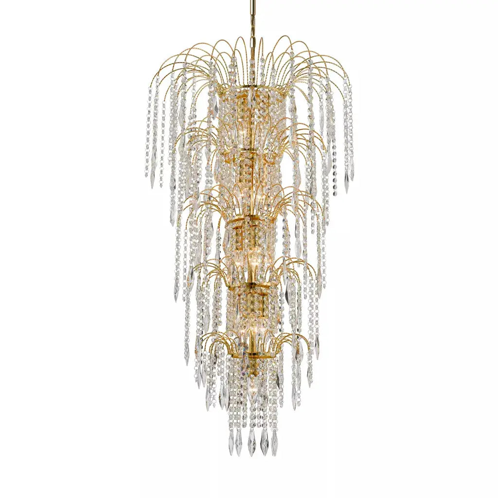 searchlight chandlier Waterfall 13Lt Tier Chandelier - Gold & Crystal - searchlight chandlier Waterfall 13Lt Tier Chandelier - Gold & Crystal