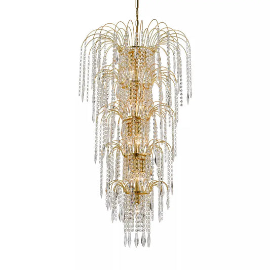 searchlight chandlier Waterfall 13Lt Tier Chandelier - Gold & Crystal - searchlight chandlier Waterfall 13Lt Tier Chandelier - Gold & Crystal