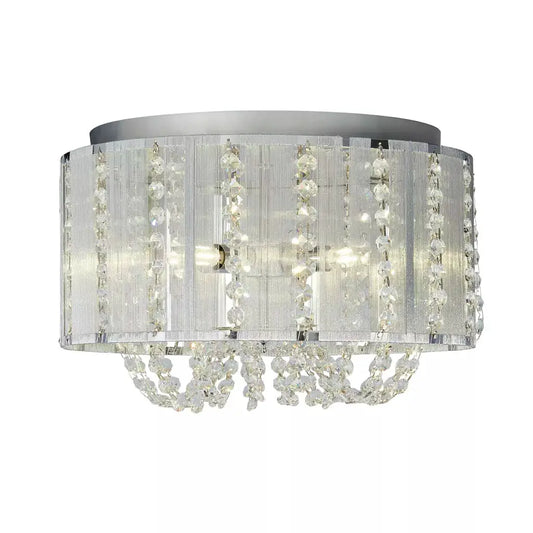 searchlight ceiling lights 4Lt Ceiling Flush Light with Fabric Wrap Shade and Glass Dro - searchlight ceiling lights 4Lt Ceiling Flush Light with Fabric Wrap Shade and Glass Dro
