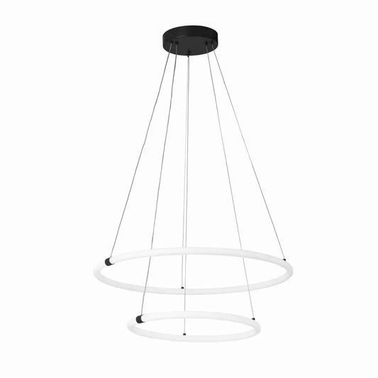 Searchlight Pendant Lights Revolve 2Lt Ring Pendant - Black Metal & Opal Tubes - Searchlight Pendant Lights Revolve 2Lt Ring Pendant - Black Metal & Opal Tubes