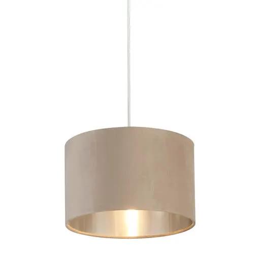 searchlight shades Drum Shade - Taupe Velvet with Silver Inner Dia.28cm - searchlight shades Drum Shade - Taupe Velvet with Silver Inner Dia.28cm