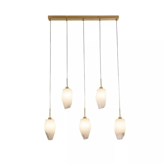 Searchlight Pendant Lights Rocky 5Lt Bar Pendant, Satin Brass Metal & Glass - Searchlight Pendant Lights Rocky 5Lt Bar Pendant, Satin Brass Metal & Glass