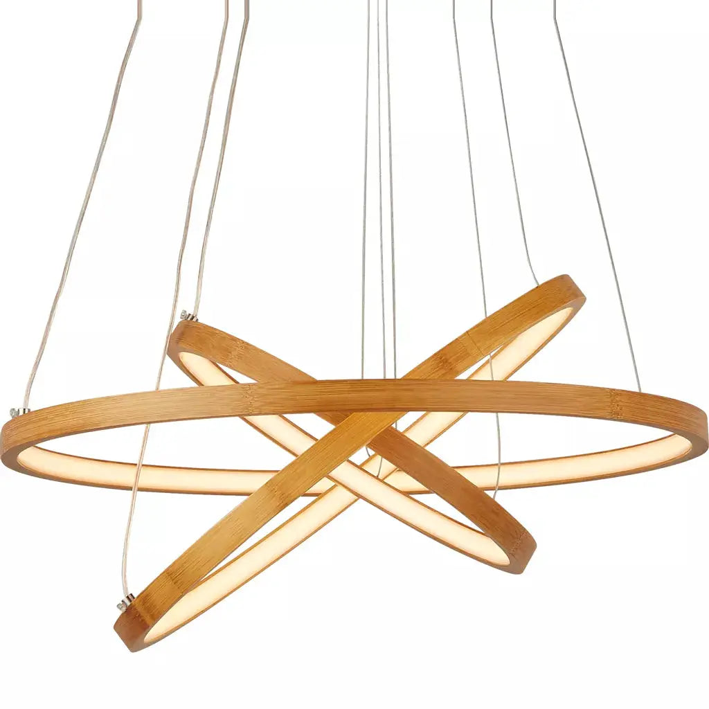 Searchlight Pendant Lights x Eternity Pendant - Natural Bamboo & Gold Metal - Searchlight Pendant Lights x Eternity Pendant - Natural Bamboo & Gold Metal