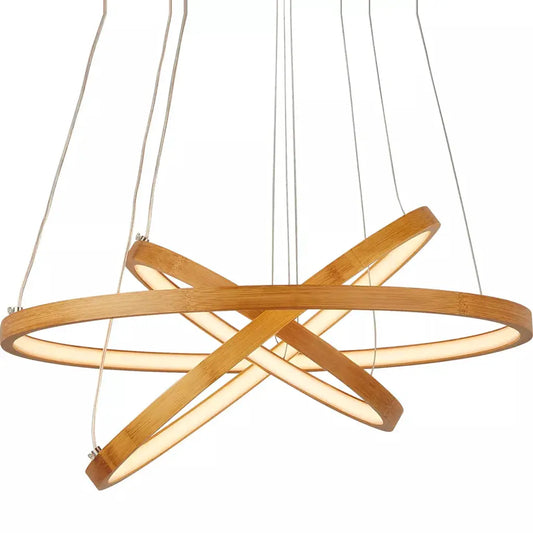 Searchlight Pendant Lights x Eternity Pendant - Natural Bamboo & Gold Metal - Searchlight Pendant Lights x Eternity Pendant - Natural Bamboo & Gold Metal
